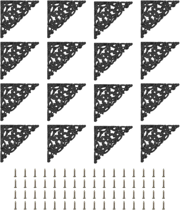 uxcell 16pcs Vintage Flat Corner Bracket 2"x2" Decorative Plastic Desk Corner Protector