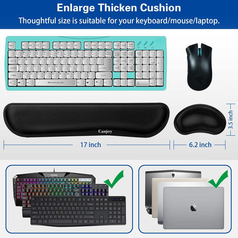 Canjoy Keyboard Wrist Rest Pad - Ergonomic Cushion Support for Computer, Laptop, Anti-Skid Rubber Base