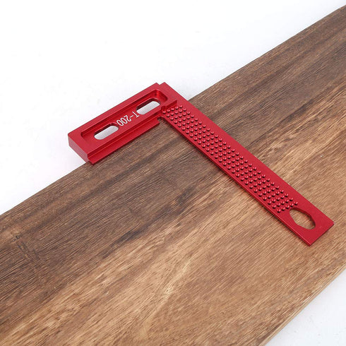T-200 Woodworking Ruler, Aluminum Alloy L Square Ruler, Wear-Resistant Hole Measuring Tool for Carpenter Scriber