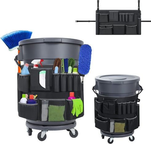 Trash Can Caddy Bags Fit 32-55 Gallon Garbage Bin, Garbage Bin Caddy