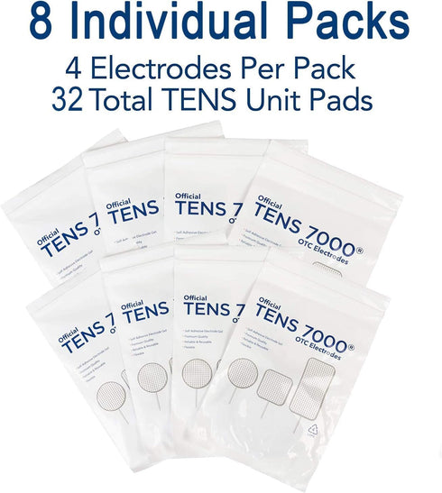 7000 32 Pack, 16-2" 2", 16-2" 4" Pack TENS Official TENS Unit Replacement Pads, X X Electrode Pads Compatible with Most