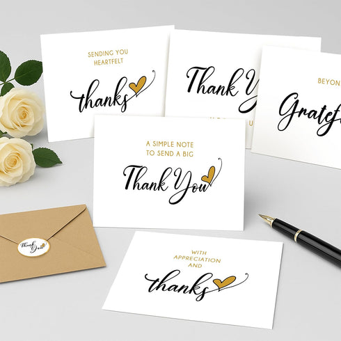 Set 30 Pack, 6 4 Bulk Thank You Cards with Envelopes and Stickers - x in Blank Simple Thank You Notes - Minimalist Box