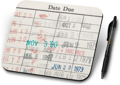 Library Book Checkout Card Neoprene Mouse Pad - Unique Gift for Book Lovers and Readers