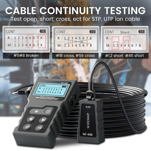 VXSCAN RJ45 Network Cable Tester Kit – Multifunction Poe Ethernet Cable Tester for CAT5e/CAT6/CAT6a