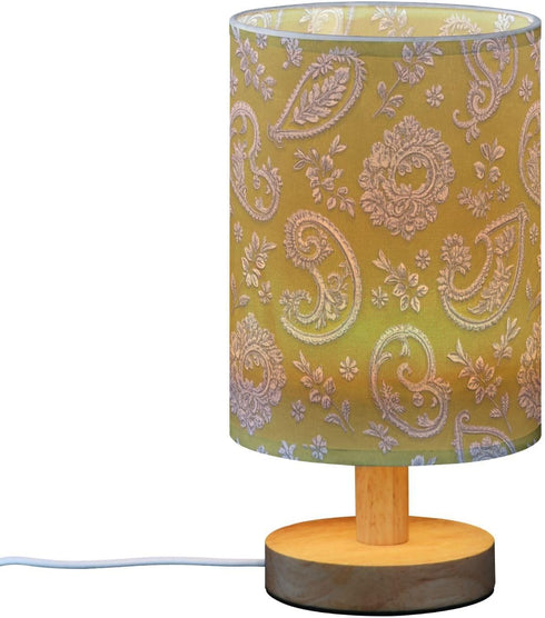 Amooorous Elegant Paisley Floral Silver Olive Green USB Table Lamp Baby Night Light for Hurricane Table Lamps for Girls