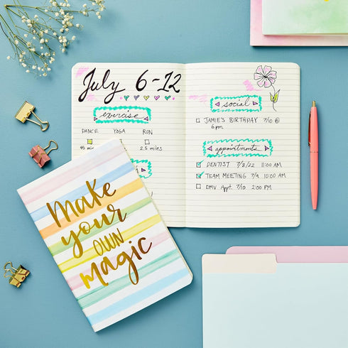 Paper Junkie 6 Pack Inspirational Notebooks, A5 Motivational Soft Cover Journals, Watercolor Designs, Gift Set