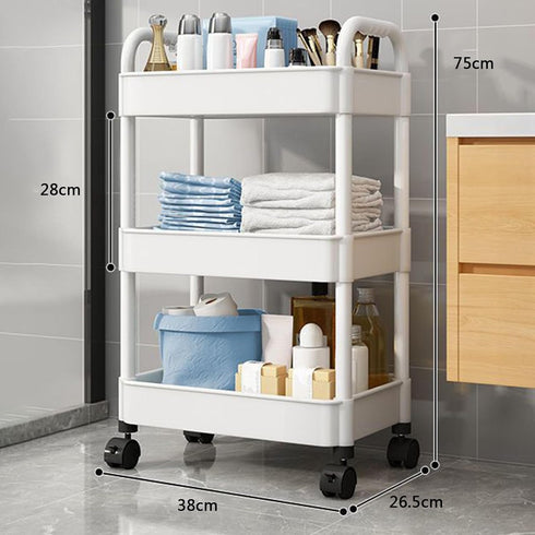 Rolling Carts with Wheels, Rolling Storage Cart with Handle and Lockable Wheels, Storage Cart On Wheels for Office