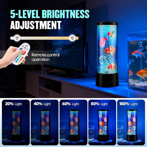 16 Bubble Aquarium Fish Table Lamp, Color Changing Sensory Night Light with Remote Control, Novelty Christmas Birthday