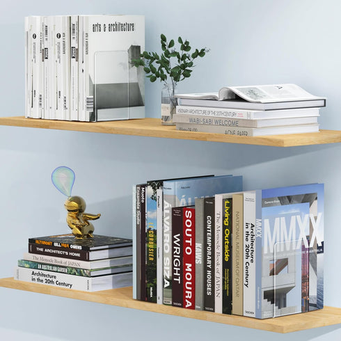 Dooiclear 4 Acrylic Bookends Pcs, Clear Book Ends for Shelves, Transparent Bookend Organizer, Book Holder Stand