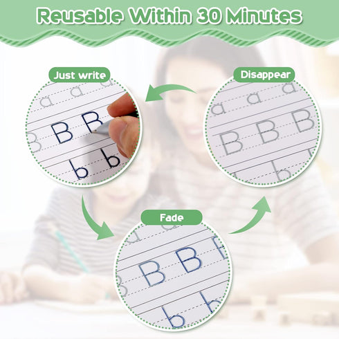 Magic Ink Copybooks for Kids - Reusable Handwriting Workbooks for Preschool Practice