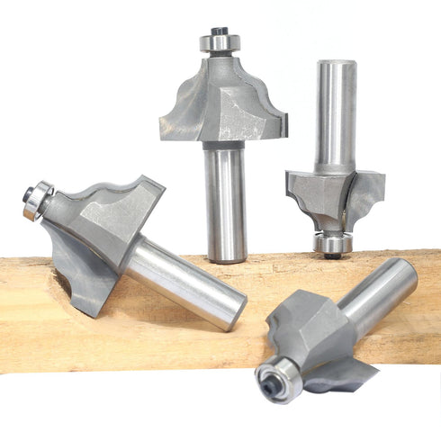 4Pcs Bits,1/2" Shank,3/4",7/8",1-1/8",1-1/4" Wavy Edge Molding Router Cutting Height for Wood Table Edging,Picture