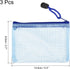 MECCANIXITY Mesh Zipper Bags, B8 Size File Document Pockets, Bill Pouch Folders, Blue Pack of 3 for Office Home