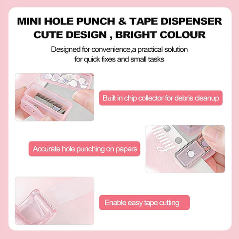 Could Spark 7Pack Mini Office Supply Kit Mini School Supplies Kit with Cute Case Scissors Hole Punch Highlighter