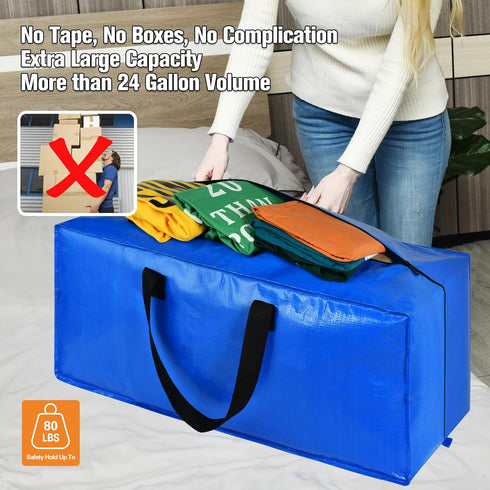 Extra Large Moving Bags, 2 Pack Storage Totes with Backpack Handles, Zipper Compatible with IKEA Frakta Cart for Packing