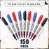 Yahenda 150 Pack Permanent Markers - Fine Point Marker Pens for Wood, Metal, Stone, Glass, Waterproof Quick Drying for