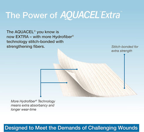 ConvaTec AQUACEL Extra Hydrofiber Absorbant Dressing, 2"x2", for Moderate to Highly Exuding Wounds, 10ct Box
