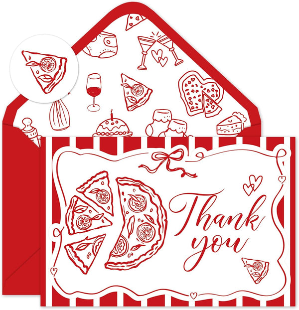 Whaline 50Pcs That's Amore Thank You Cards Blank Note Cards with Envelopes
