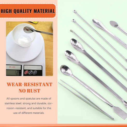 Tanstic 23Pcs Stainless Steel Lab Spatula Micro Scoop Set, Includes 22pcs Laboratory Tiny Mixing Tools