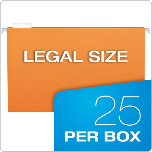 Pendaflex Recycled Hanging Folders, Legal Size, Orange, 1/5 Cut, 25/BX