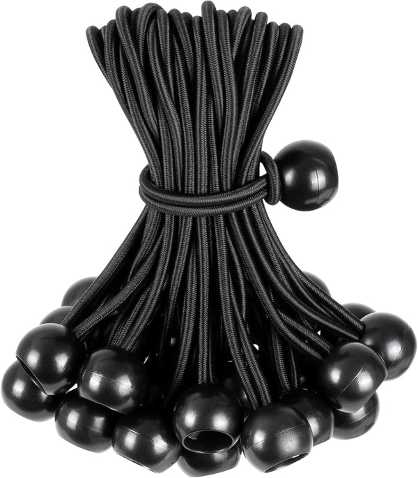 Tarp Bungee Balls Ties 8 Inch, 50 PCS Heavy Duty High Elastic Bungee Cord for Tarp, Camping Tent, Shelter, Cargo,