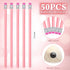 Tinlade 50 Pcs Triangular Grip Pencils Wedding Pencils HB Graphite Pencil Pack Wood Pencils with Eraser for School Drawing Sketching Bridal Baby Shower Office Supplies (Pink) by Tinlade