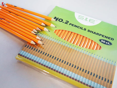 S & E TEACHER'S EDITION 50Pcs Wooden Pencils with Eraser Tops, Pre-sharpened HB Pencils for Writing