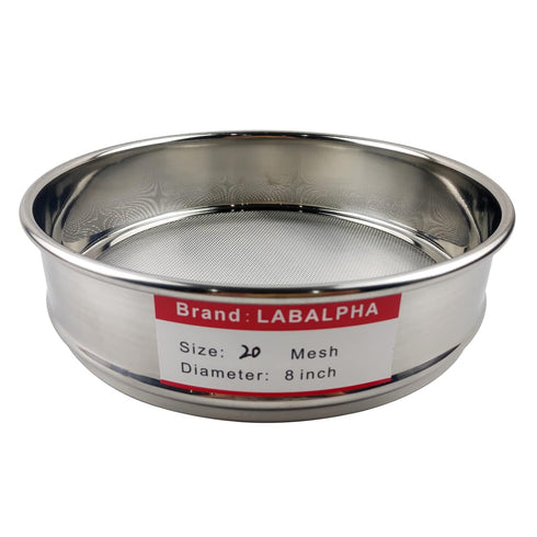 LABALPHA 20 Mesh Test Sieve, 8'' Diameter, 304 Stainless Steel Wire Cloth, 0.9mm