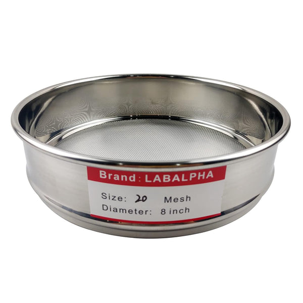 LABALPHA 20 Mesh Test Sieve, 8'' Diameter, 304 Stainless Steel Wire Cloth, 0.9mm