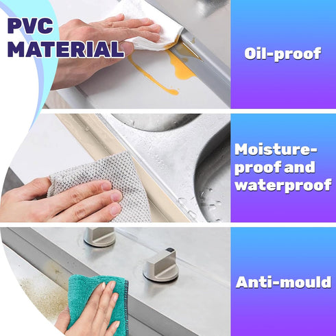 2 Rolls Waterproof Self Adhesive Caulk Tape, 1.5" x 10.5Ft, Beige Sealing Strip for Bathroom, Kitchen, Shower, Bathtub