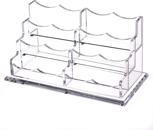Clear Acrylic Business Card Holder Display for Desk - 3 Tier 6 Slot Stand, Holds 300 Cards - 1 Pack