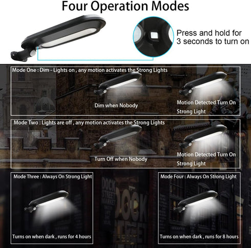 Solar Motion Sensor Gutter Lights, Waterproof, Wireless, 18 LED 600 Lumen Outdoor Security Lights for Garden, Fence