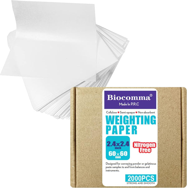 2.4x2.4 inches Cellulose Weighing Paper Sheet, Nitrogen Free, High-Gloss (1000Pcs)