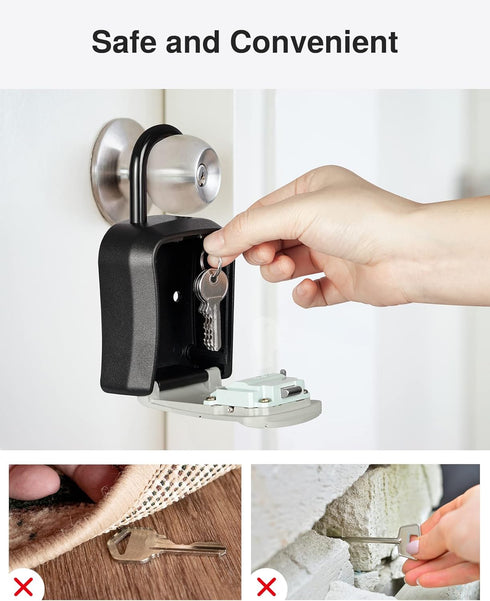 Resettable (1 Pack, Puroma Key Lock Box, Portable Combination Lockbox Wall-Mounted Key Storage Box for House Keys, Code