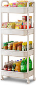 JOYZAN 4 Tier Rolling Carts with Wheels, Utility Cart with Handle and