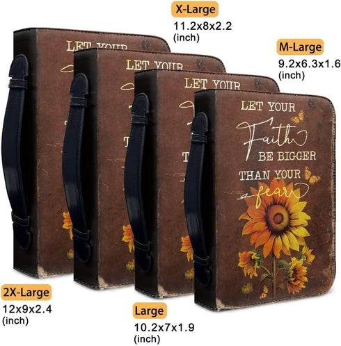 Sunflower Waterproof Bible Case for Women, Large Size Protective Bible Covers with Handle and Zippered Journal Case