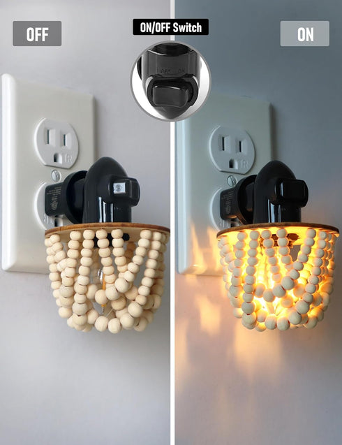 2-Pack Bohemian Plug in Night Light with Switch, Boho LED Night Lights Plug into Wall Socket, Soft Warm Baby Nursery