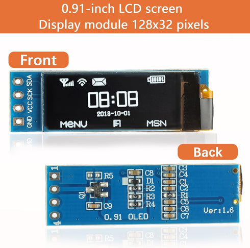 JAMHER 0.91 Inch I2C 128x32 Wire(3Pack IIC OLED Display Module Pixel Mini Self-Luminous Display Screen Board