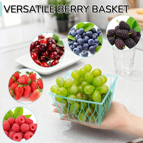 100 Pack ZAVOOS Berry Baskets, Pint Size Plastic Strawberry Boxes with Open Weave Pattern for Fruit Vegetable, Small