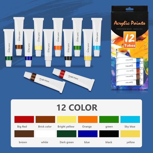 Painting Kits for Adults, 30 Pcs Acrylic Paint Canvas Easel Set with Wood Easel, Paints, Brushes, Palettes for Beginners