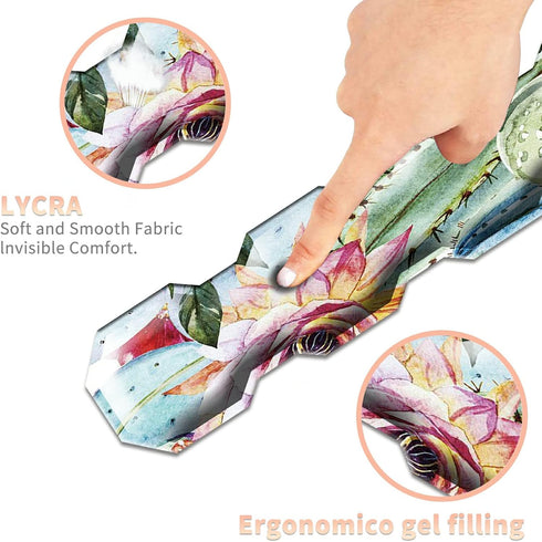 Cactus Succulent Keyboard Wrist Support Pad, Mouse Pad with Matching Coasters, Ergonomic Gel Memory Foam Cushion