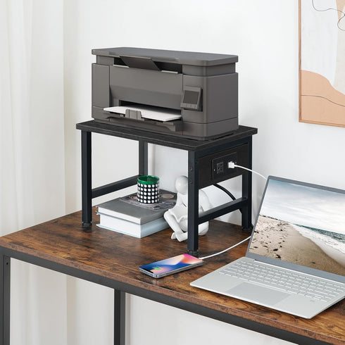 BB01UPS01 HOOBRO Printer Stand for Desk, Desktop Printer Stand with Charging Station, Small Printer Table with Storage