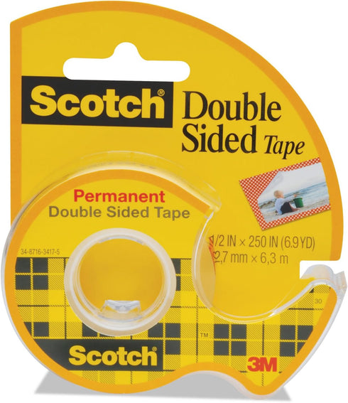 Scotch 136 Double-sided Tape with Dispenser, Permanent, 1/2-Inch x 250-Inch