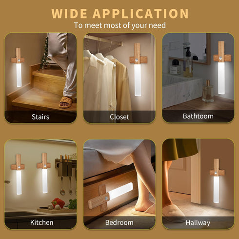 Closet ASAWASA Motion Sensor Night Lights, Under Cabinet LightingMagnet Body Hallway Lamp, Rechargeable Battery Powered