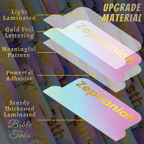 Homeair RB3 Bible Tabs with Gold Necklace, Laminated Bible Tabs for Women Men, Christian Gifts, Large Print Bible Tabs