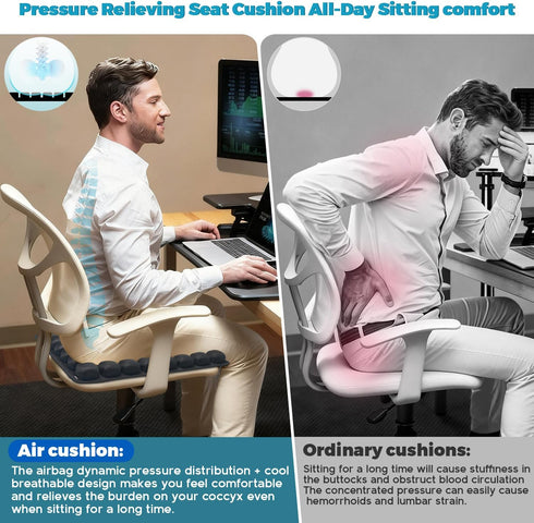 Tailbone Inflatable Travel Seat Cushion, Airplane Seat Cushion for Long Flights & Car Rides, Portable Air Pad