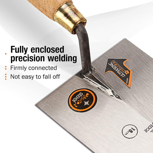 KSEIBI 281380 Narrow Bucket Brick Trowel - 8 Inch Wooden Handle Square Tip Bricklaying Trowel