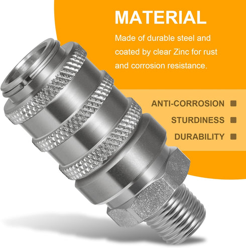 Deargooday PD243 1/8" 1/4"-18 2.26" Series PD Steel Test Port and Diagnostic Equipment Quick Connect Coupler with Male
