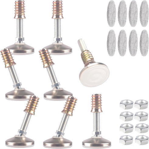 Furniture Levelers Swivel Feet,Angle Height Adjustable(3/8-16 Nut Inserts Kits-8 Sets),Heavy Duty Leveling