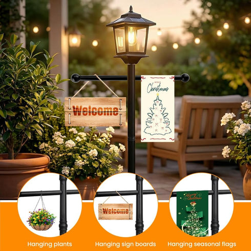 Vorintaga 1 Pack 16 inch Lamp Post Cross Arm Zinc Plating Cross Arm Ladder Rest with Removable Knobs Crosss Arms