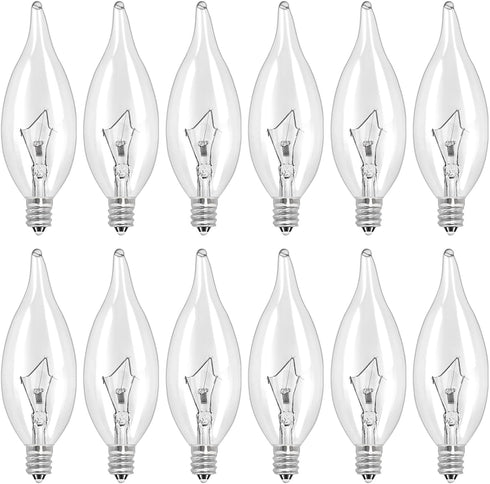 LinMiFo 12-Pack E12 B10 Clear Candelabra Base Bulb, 40W 120V Incandescent Candle